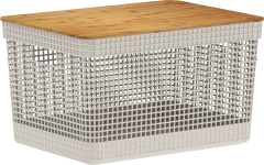 Cesto Organizador Grid Tampa Bambu 20l Bege - comprar online