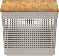 Cesto Organizador Grid Tampa Bambu 20l Bege - Lavize