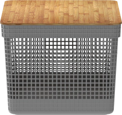 Cesto Organizador Grid Tampa Bambu 20 l Chumbo - Lavize