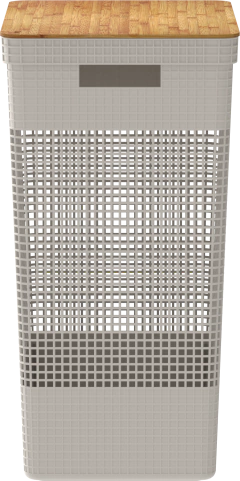 Cesto De Roupas Grid Tampa Bambu 49 l Bege - Lavize
