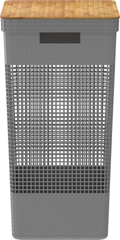 Cesto De Roupas Grid Tampa Bambu 49 l Chumbo - Lavize