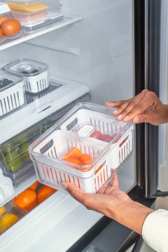 Organizador Acrílico de Geladeira Com Cesto Duplo Clear Fresh 2,2 litros na internet