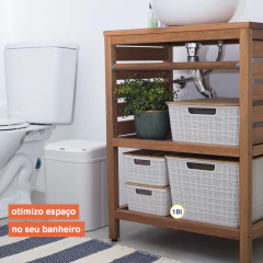 Imagem do Caixa Organizadora Com Tampa de Bambu 18 l - Branca