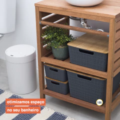 Imagem do Caixa Organizadora Com Tampa de Bambu 18 l - Cinza