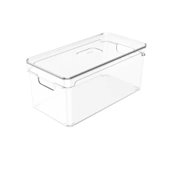 Cesto Organizador Acrílico Clear com Tampa 30x15x13 cm