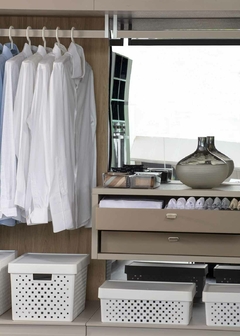 Cesto Organizador Quadratta com Tampa Branco 29x19x12 cm - Lavize