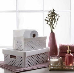 Cesto Organizador Quadratta com Tampa Branco 29x19x12 cm