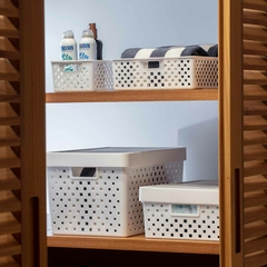 Cesto Organizador Quadratta com Tampa Branco 29x19x12 cm - comprar online