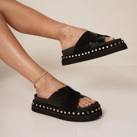 Sandalias Gretta negro (cuero) - comprar online