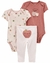 Conjunto 3 Peças Carter's Bebê Menina - Maçãzinhas Rosa - Tam 3 a 24 Meses