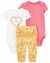 Conjunto 3 Peças Carter's Bebê Menina - Floral Amarelo - Tam 3 a 24 Meses