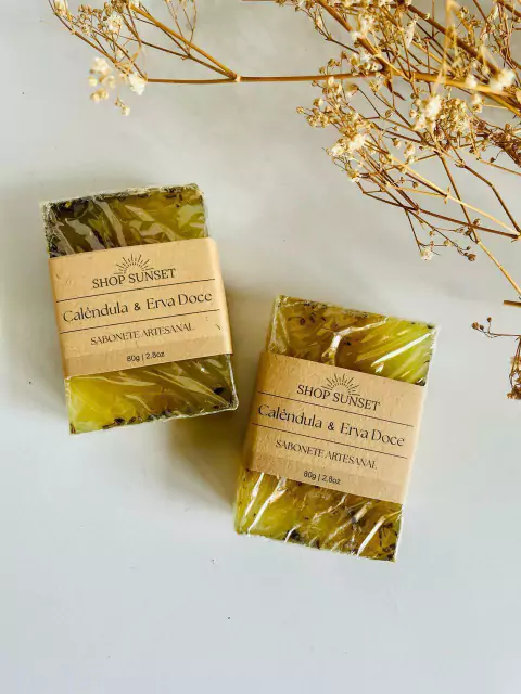 Sabonete Artesanal de Calêndula & Erva Doce 80g