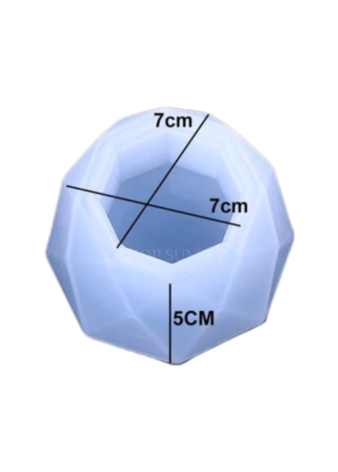 Molde Silicone Vaso Suculenta 8 Lados Vela, Cimento, Resina