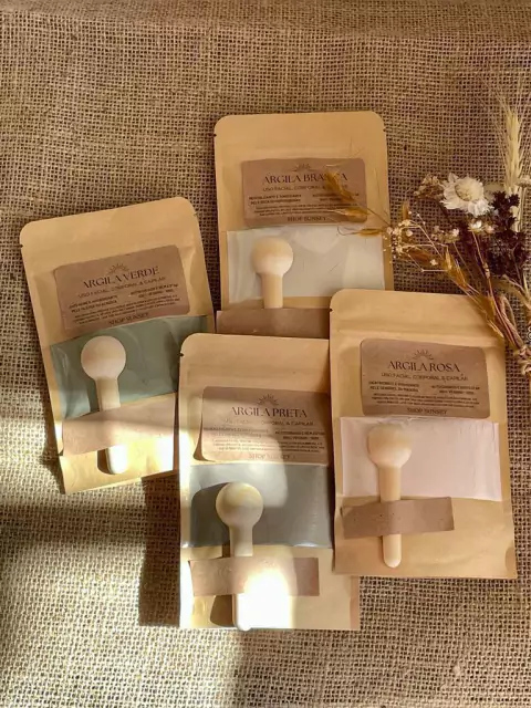 Kit 4 Argilas Branca Preta Verde e Rosa