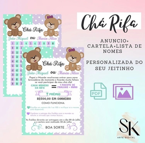 Chá Rifa Unissex de Ursinho