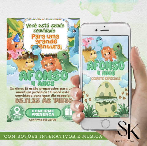 Comvite interativo animado : Dino Baby