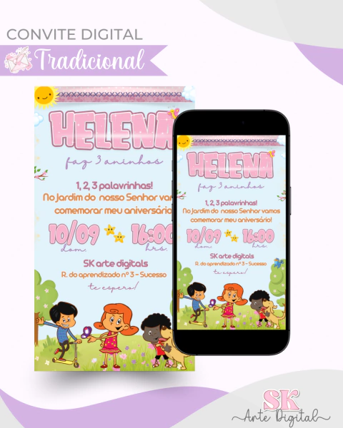 Convite Digital: 3 Palavrinhas - comprar online