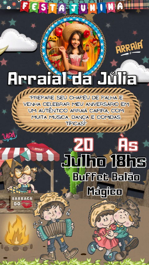 Convite Animado Tela Única: Festa Junina
