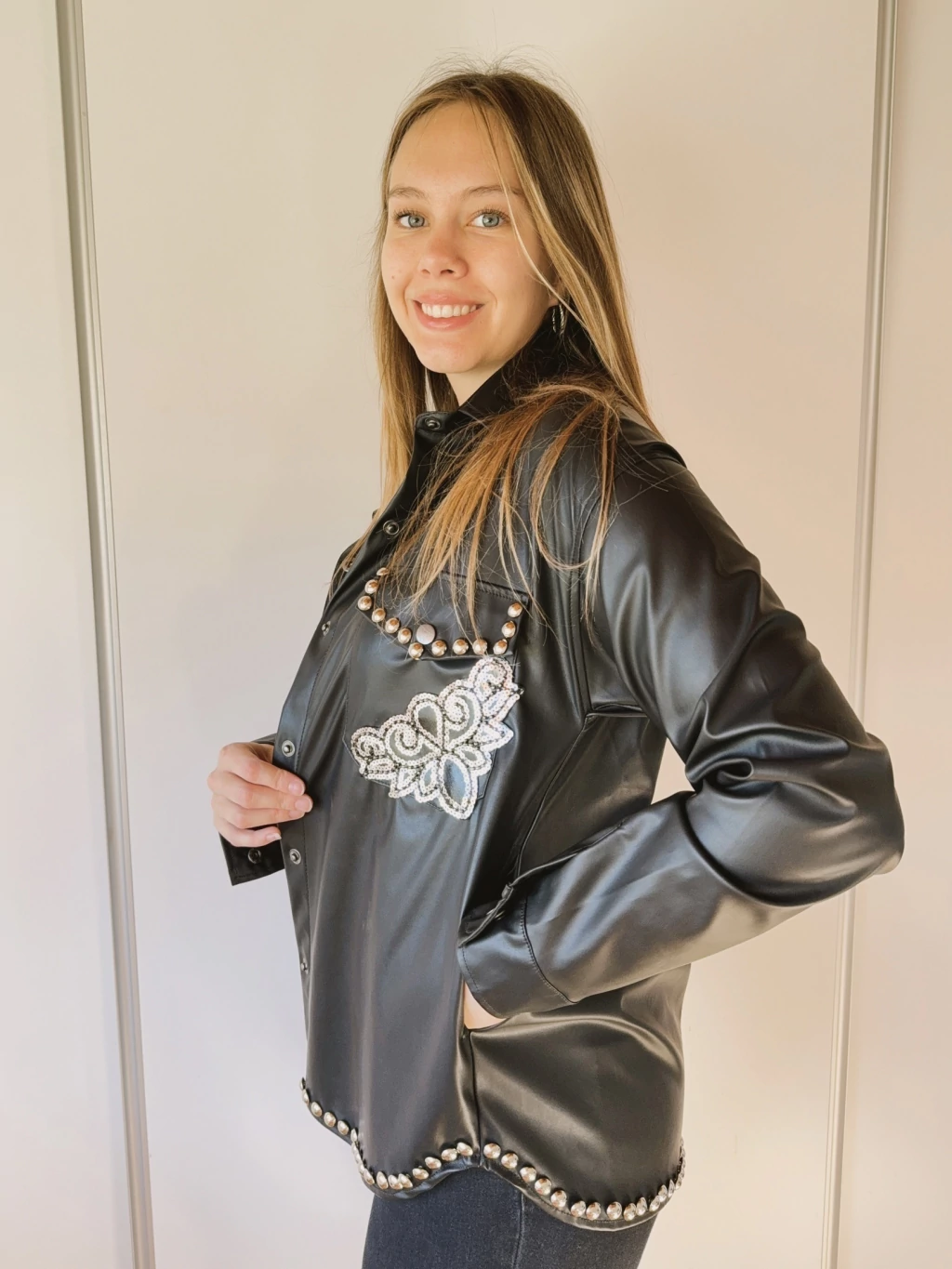 Campera Verona Ecocuero Negra