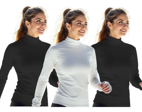 Polera Termica Dama X3 - Blanco Negro Negro