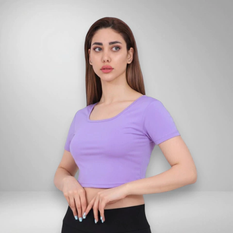 Remera Crop Lycra - Lila - comprar online