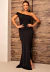Vestido Longo Elegante Com Fenda Ombro Único Festa I Z1222
