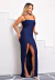 Vestido Longo Feminino Com Fenda Elegante Estiloso Festa Azul Marinho I Z23 - comprar online