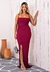 Vestido Longo Feminino Com Fenda Elegante Estiloso Festa Bordô I Z23