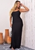 Vestido Longo Com Fenda Elegante Festa Estiloso Preto I Z86