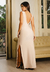 Vestido Longo De Festa Com Fenda E Decote Em V Nas Costas Elegante I Z500