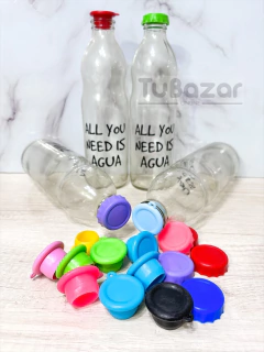 Botella de vidrio con tapa 1 litro - comprar online