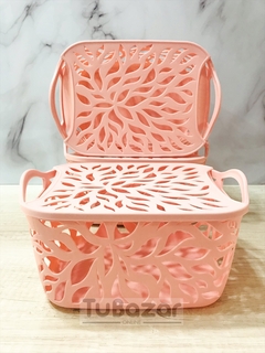 Imagen de Canasto con tapa chico diseño hojas