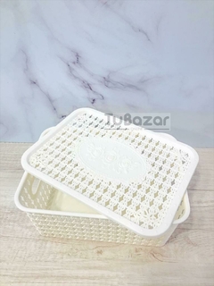 Canasto con tapa rosas - Tu Bazar Online