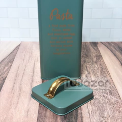 Lata vintage pastas acero pintado