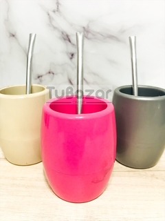 Mate plástico con bombilla y saca yerba - comprar online