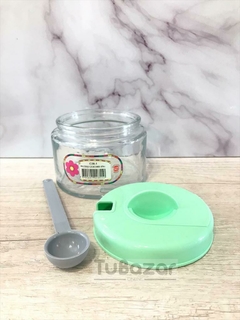 Pote multiuso de vidrio con cuchara en internet