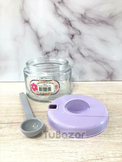 Pote multiuso de vidrio con cuchara - Tu Bazar Online