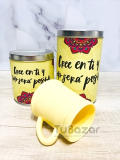 Set matero estampado (yerbera, azucarera y mate de plástico)