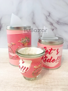 Set matero vinilo (yerbera, azucarera y mate de vidrio) - Tu Bazar Online