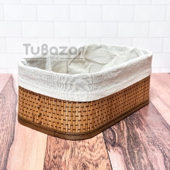 Set x3 canastos de bambu con funda de tela removible Suka - Tu Bazar Online