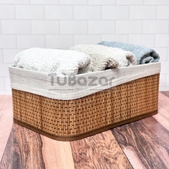 Set x3 canastos de bambu con funda de tela removible Suka