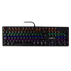 TECLADO MECANICO GAME FACTOR RAINBOW, SWITCH RED, USB, NEGRO KBG400-RD