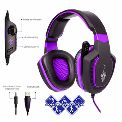 Audifonos Diadema Gamer Led Videojuegos Con Micrófono - tienda en línea