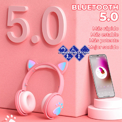Audifonos Bluetooth Con Orejas de Gato Fidelidad De Sonido 5 Colores en internet