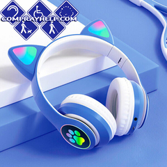 Diadema Gato Bluetooth Auriculares Colorido Led Luminoso