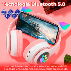 Diadema Gato Bluetooth Auriculares Colorido Led Luminoso