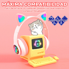 Diadema Gato Bluetooth Auriculares Colorido Led Luminoso en internet