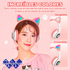 Diadema Gato Bluetooth Auriculares Colorido Led Luminoso - Comprayhelp