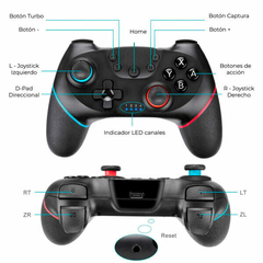 Imagen de Control Bluetooth Compatible Nintendo Switch Con Vibración Multiplataforma