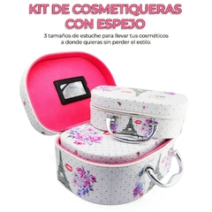 ¡Lleva tu belleza a todas partes! Kit de Cosmetiqueras con Espejo: 3 Piezas de Estilo y Funcionalidad en un solo lugar - tienda en línea